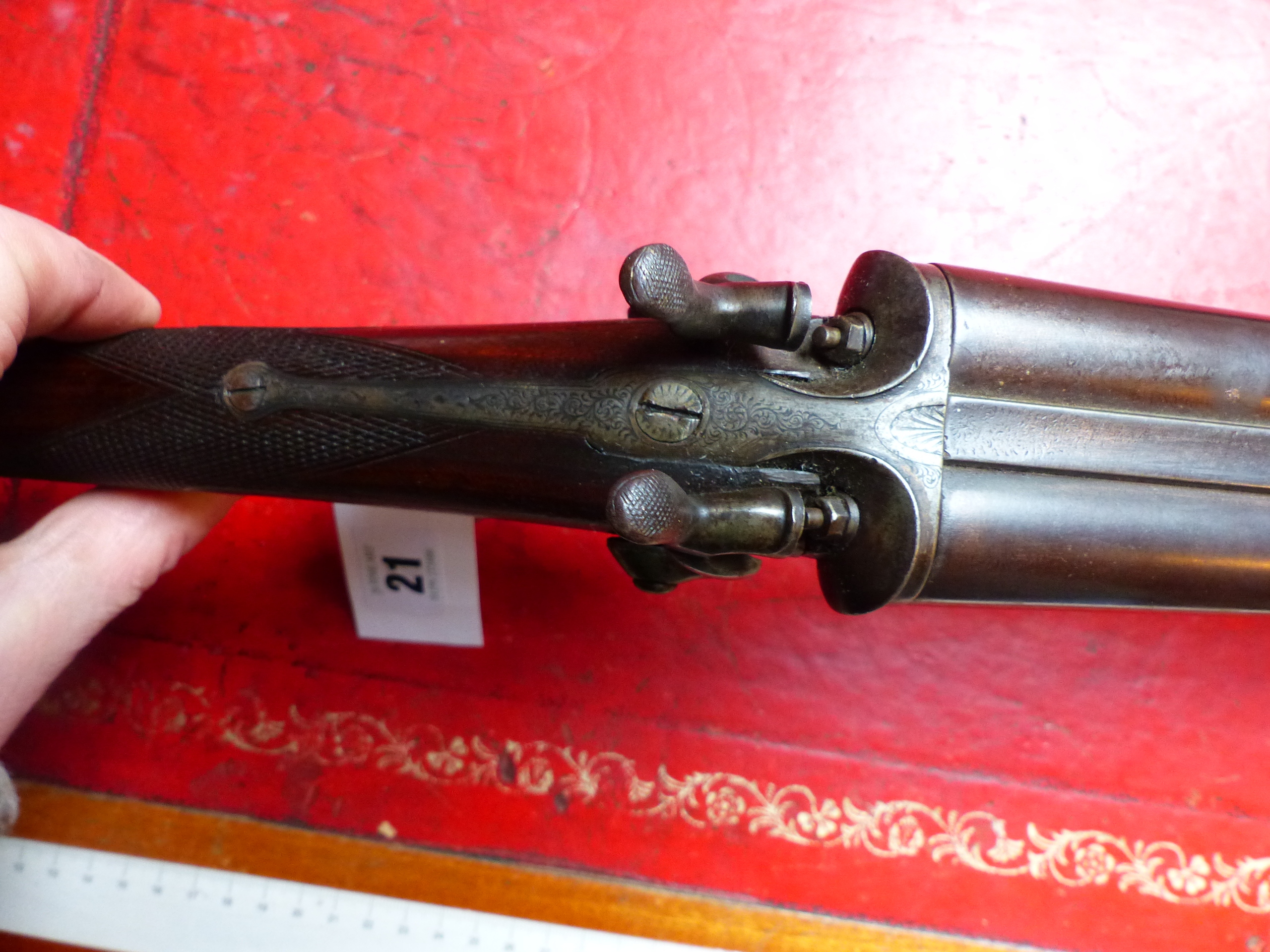 SHOTGUN. T BLAND & SONS 12G. UNDERLEVER HAMMER GUN. (STOCK AND ACTION ONLY RFD REQUIRED FOR BARRELS) - Bild 7 aus 8