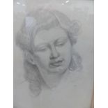 ATTRIBUTED TO ERNEST PROCTER (1886-1935) PORTRAIT OF A GIRL, PENCIL DRAWING. 35 x 35cms.