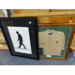 ASIGNED LIMITED EDITION MILLENIUM MAN TIGER WOODS PRINT TOGETHER WITH A NICK FALDO SIGNED PGA TOUR