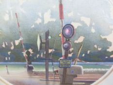 DOUGLAS HARDING (ARR) 20th.C.SCHOOL, A LEVEL CROSSING #2 INITIALLED AND DATED 1981, A WATERCOLOUR