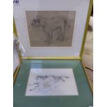 EARLY 20th.C.SCHOOL. A STUDY OF A TERRIER CHARCOAL DRAWING. 17 x 21cms TOGETHER WITH THREE OTHER