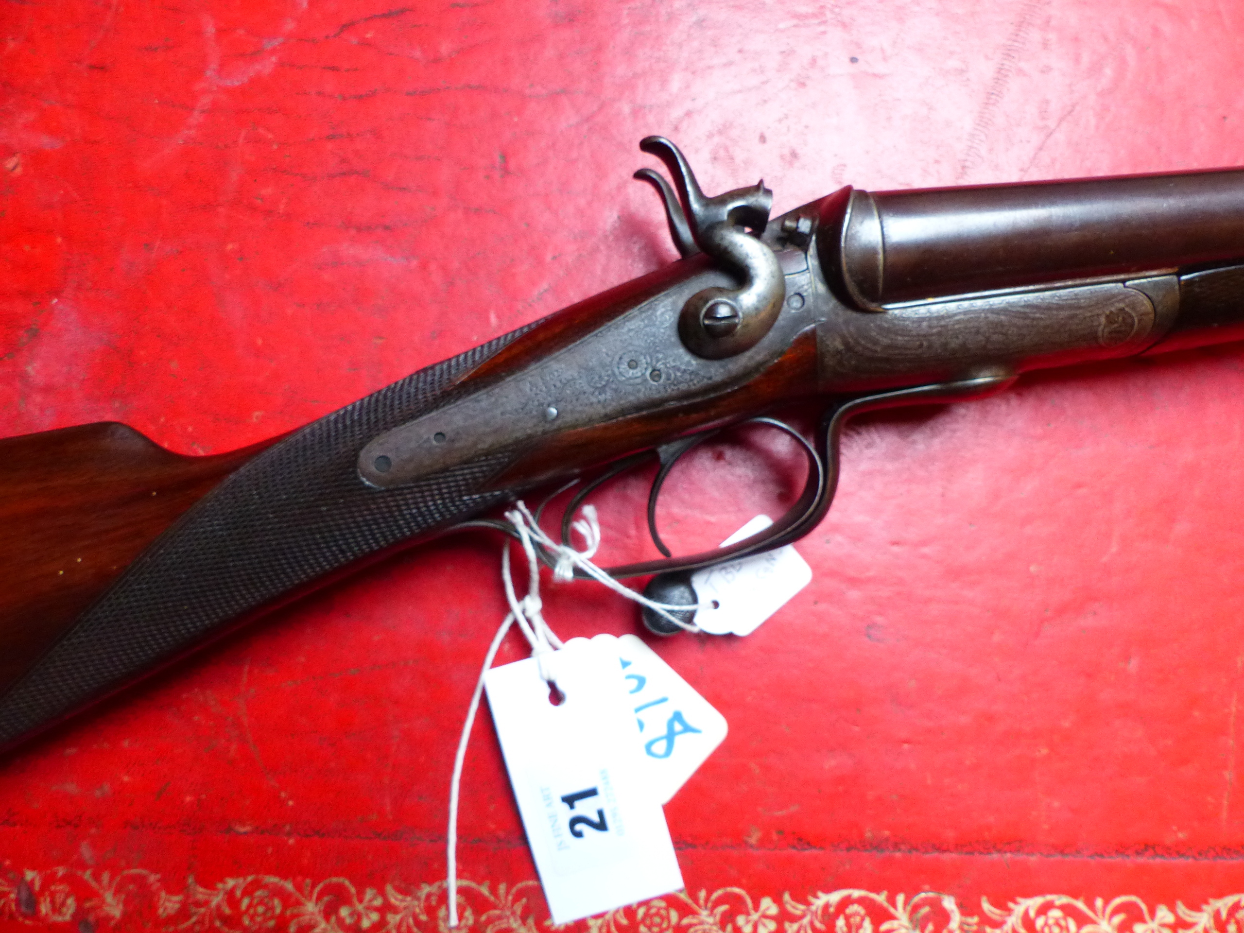 SHOTGUN. T BLAND & SONS 12G. UNDERLEVER HAMMER GUN. (STOCK AND ACTION ONLY RFD REQUIRED FOR BARRELS)