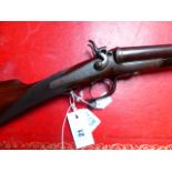 SHOTGUN. T BLAND & SONS 12G. UNDERLEVER HAMMER GUN. (STOCK AND ACTION ONLY RFD REQUIRED FOR BARRELS)