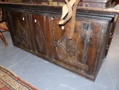 AN 18th.C.AND LATER OAK TWO DOOR WALL CABINET. W.133cms.