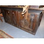 AN 18th.C.AND LATER OAK TWO DOOR WALL CABINET. W.133cms.