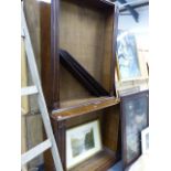 AN EARLY 20th.C.OAK OPEN FRONT BOOKCASE. W.107 x H.210cms.