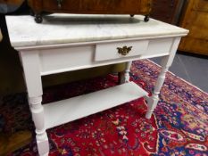 AN EDWARDIAN MARBLE TOPPED WASHSTAND. W.92cms.
