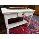 AN EDWARDIAN MARBLE TOPPED WASHSTAND. W.92cms.