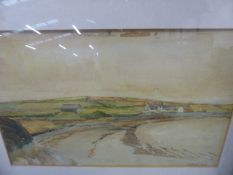 J.H.SEXTON. EARLY 20th.C.ENGLISH SCHOOL. A COASTAL VIEW SIGNED WATERCOLOUR. 24 x 38cms TOGETHER WITH