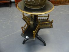 A VICTORIAN EBONISED AESTHETIC DUMB WAITER.