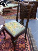 A SET OF FOUR 19th.C.GEROGIAN PERIOD MAHOGANY DINING CHAIRS.