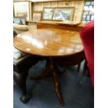 A VICTORIAN MAHOGANY TRIPOD TABLE.