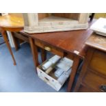 A PINE SIDE TABLE, A PINE CORNER CABINET AND A SMALL CHAIR.