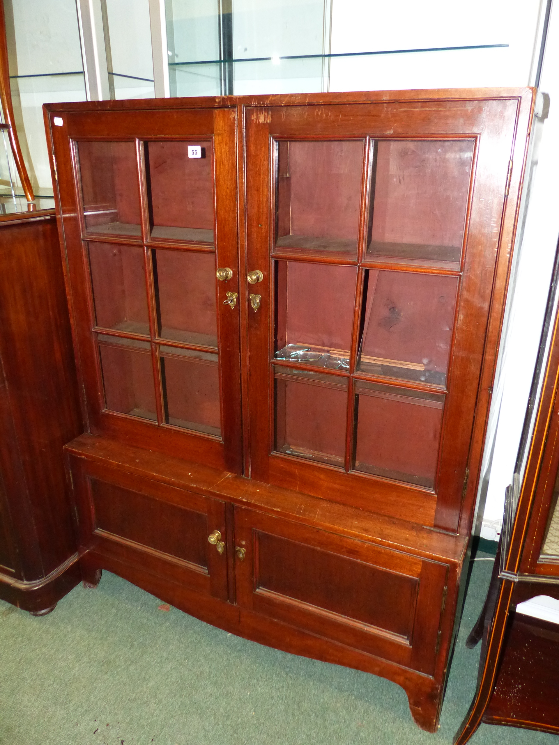 A 19th.C.MAHOGANY GLAZED BOOKCASE.