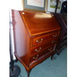 AN EDWARDIAN INLAID MAHOGANY BUREAU.