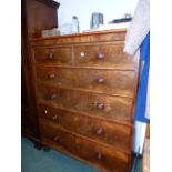 A LARGE VICTORIAN MAHOGANY CHEST OF TWO SHORT AND FOUR LONG DRAWERS.