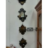 TWO PAIRS OF ORIENTAL STYLE WALL BRACKETS.