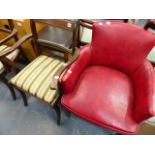 A SET OF REGENCY STYLE CHAIRS AND A DESK ARMCHAIR.