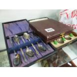 A QUANTITY OF PLATED CUTLERY ETC.
