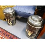 TWO TEA CANNISTERS.