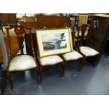 A SET OF FOUR EDWARDIAN INLAID CHAIRS.