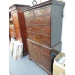 A GEO.III.MAHOGANY CHEST ON CHEST.