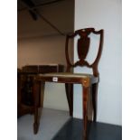 AN EDWARDIAN INLAID SIDE CHAIR.