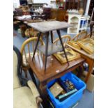 A COLONIAL HARDWOOD OCCASIONAL TABLE AND A SMALL CARVED TABLE.