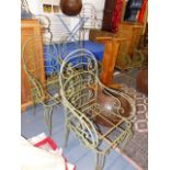 A SET OF EIGHT WROUGHT IRON GARDEN CHAIRS.