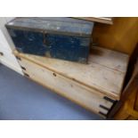 A PINE BLANKET BOX AND A TOOL BOX.