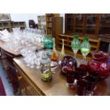 A QTY OF VICTORIAN AND OTHER GLASSWARE.