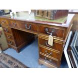 A MAHOGANY PEDESTAL DESK.