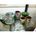 A QTY OF VENETIAN ART GLASS BOWLS,ETC.