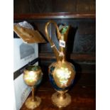 A VENETIAN GLASS EWER AND GOBLET SET.