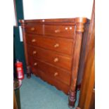 A LARGE MAHOGANY CHEST OF DRAWERS.