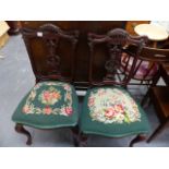 A PAIR OF EDWARDIAN SIDE CHAIRS.