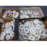 A LARGE QTY OF TRINKET BOXES, CRESTEDWARE,ETC.
