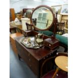 AN EDWARDIAN INLAID MAHOGANY DRESSING CHEST.