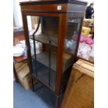 A MAHOGANY INLAID DISPLAY CABINET.