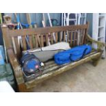 A GOOD QUALITY TEAK GARDEN BENCH