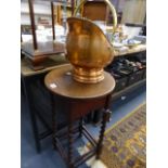 A BARLEY TWIST STAND AND A COAL SCUTTLE.