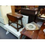 A DROP LEAF TABLE AND AN OCCASIONAL TABLE.