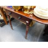 A VICTORIAN MAHOGANY PEMBROKE TABLE.