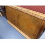 A LARGE ANTIQUE PINE CLERK'S DESK.