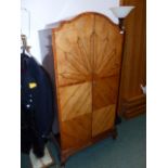 AN ART DECO WALNUT COMPACTUM WARDROBE.