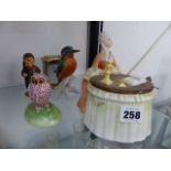 A DOULTON FIGURINE , GOBEL FIGURE ETC.