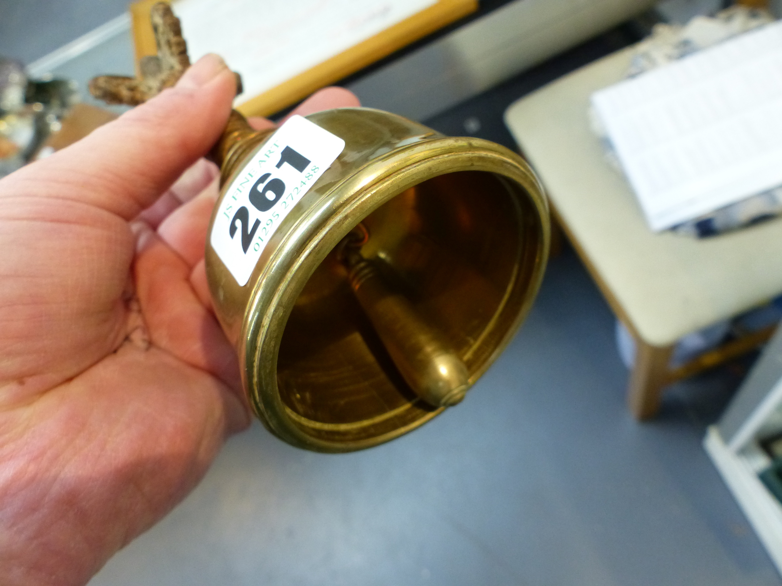 AN EASTERN BRASS PRAYER BELL. - Image 10 of 13