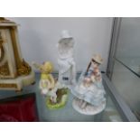 A ROYAL WORCESTER FIGURE APRIL, TOGETHER WITH A COALPORT FIGURE AND SPODE FIGURE.
