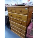 A PINE CHEST OF DRAWERS.