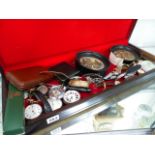 A BOX OF POCKET WATCHES ETC.